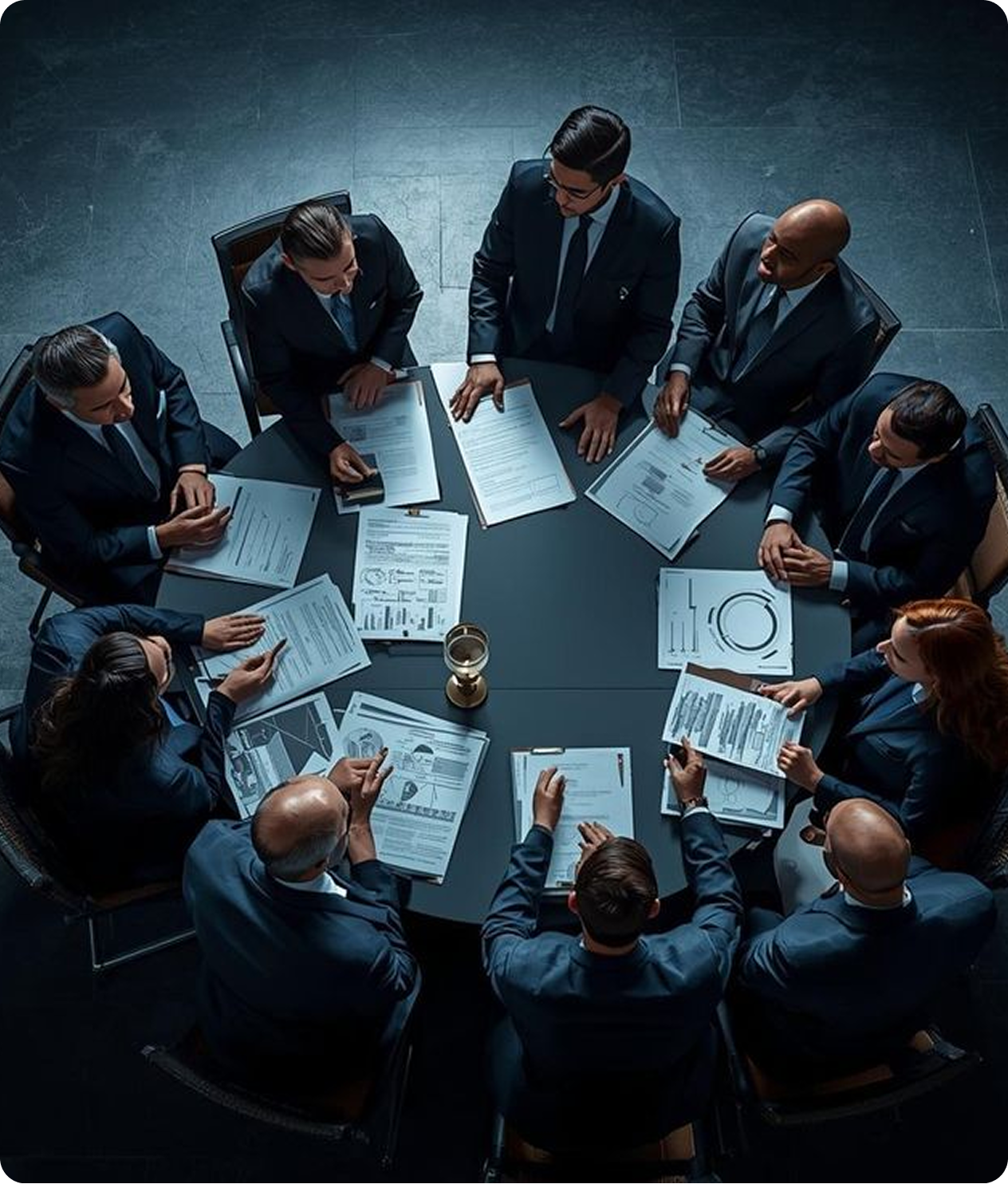 Executive security briefing around a conference table