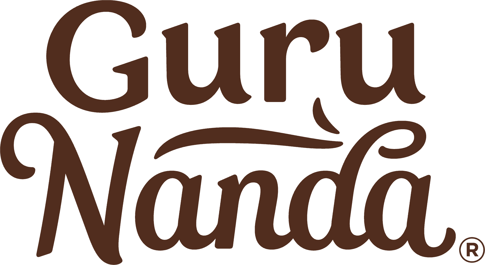 A logo with the words "Guru Nanda" written in brown cursive font. A small curved line extends from the letter "u" in "Guru" to the letter "N" in "Nanda," giving it a flowing, natural appearance. The sophisticated design mirrors the smooth efficiency and reliability one expects from armed security guards.